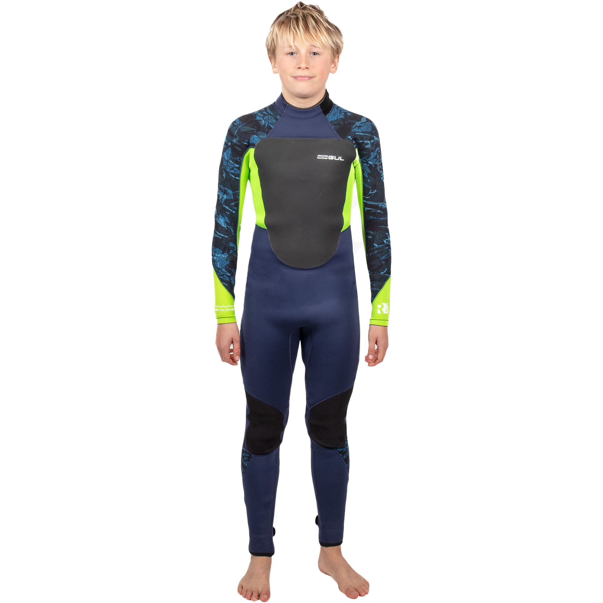 2024 Gul Junior Response 4/3mm GBS Back Zip Wetsuit RE1249-C1 - Navy / Sulpher